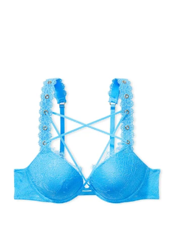 Голубой бюстгальтер Victoria's Secret с косточками полиамид
