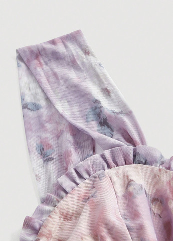 Рожево-лілова кежуал сукня силуетна SHEIN троянди