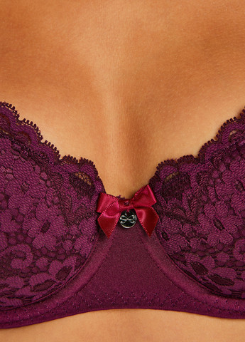 Темно-вишневый балконет бюстгальтер Hunkemoller с косточками полиэстер, кружево