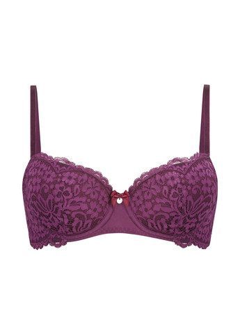 Темно-вишневый балконет бюстгальтер Hunkemoller с косточками полиэстер, кружево
