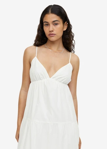 Белое кэжуал сарафан клеш H&M однотонное