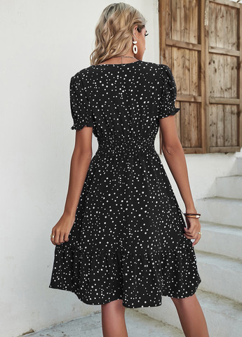 Черное кэжуал платье клеш SHEIN в горошек