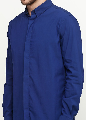 Темно-синяя классическая рубашка однотонная Guess Los Angeles с длинным рукавом
