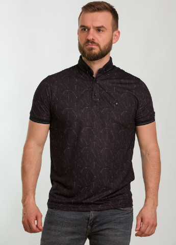Черная футболка-поло для мужчин Trend Collection с абстрактным узором