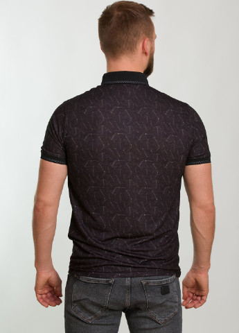 Черная футболка-поло для мужчин Trend Collection с абстрактным узором