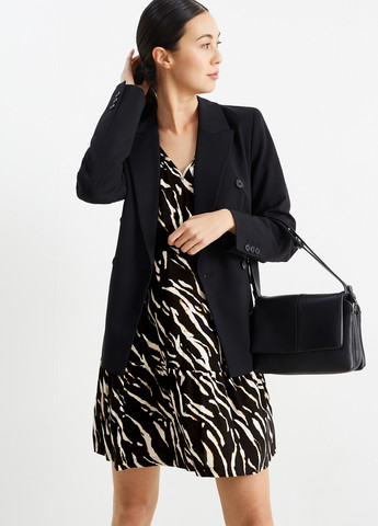 Черное кэжуал платье а-силуэт C&A с абстрактным узором