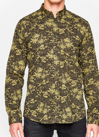 Оливковковая (хаки) кэжуал рубашка с рисунком KOTON