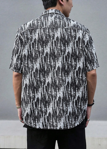 Цветная джинсовая рубашка с абстрактным узором SHEIN