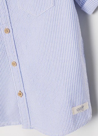 Голубой кэжуал рубашка в полоску H&M с коротким рукавом