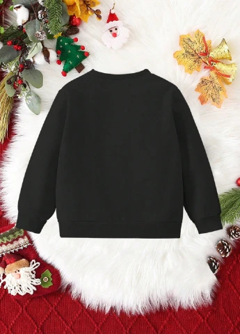 SHEIN свитшот новогодний черный праздничный полиэстер