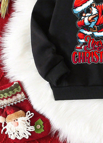 SHEIN свитшот новогодний черный праздничный полиэстер