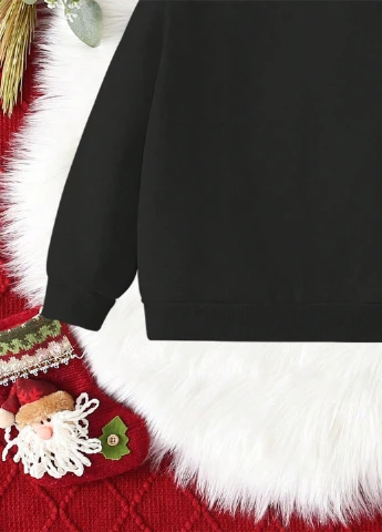 SHEIN свитшот новогодний черный праздничный полиэстер