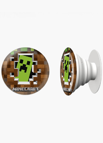 Попсокет (Popsockets) тримач для смартфону Майнкрафт (Minecraft) (8754-1709) Чорний MobiPrint (216836504)