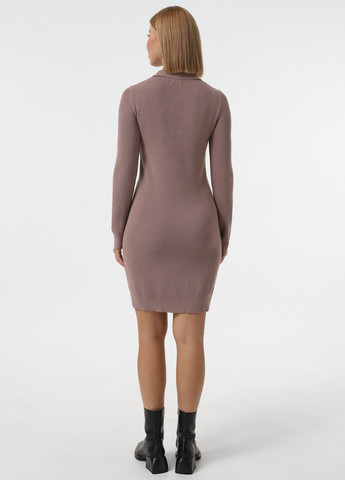 Темно-бежевое кэжуал вязаное платье поло Sewel однотонное