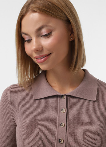 Темно-бежевое кэжуал вязаное платье поло Sewel однотонное