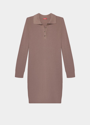 Темно-бежевое кэжуал вязаное платье поло Sewel однотонное