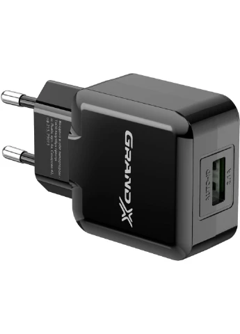 Зарядное устройство, 2.1А, 1m (CH03LTB) Grand-X 1*USB, 2,1A, Black, + cable USB -> Lightning, Cu (253507085)