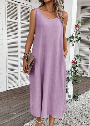 Лілова кежуал сукня а-силует, сукня-майка SHEIN однотонна