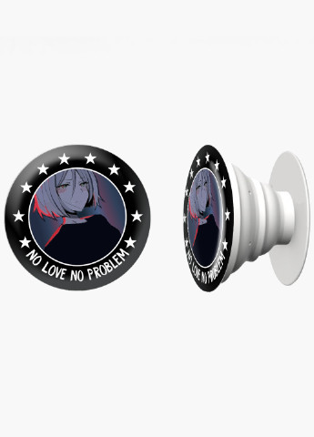 Попсокет (Popsockets) тримач для смартфону Ні любові немає проблем Аніме (No Love No Problem Anime) (8754-2842) Чорний MobiPrint (221548640)