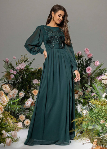 Смарагдова вечірня сукня SHEIN однотонна