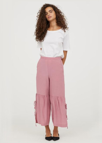 Розовые кэжуал демисезонные кюлоты брюки H&M
