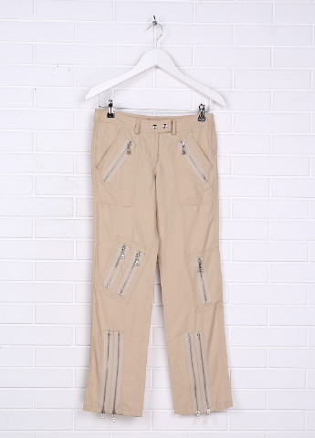 Бежевые кэжуал демисезонные прямые брюки Expensive