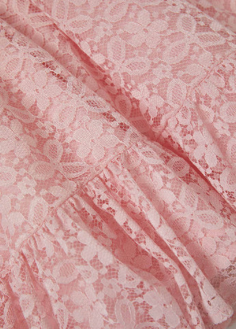 Светло-розовое кэжуал платье клеш, с открытыми плечами DeFacto