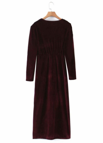 Бордова вечірня плаття жіноче з глибоким вирізом ruby Berni Fashion однотонна
