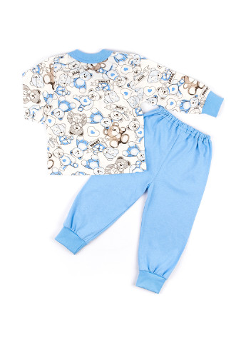 Голубая всесезон пижама (лонгслив, брюки) Пташка текстиль