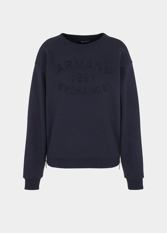 Темно-синий свитшот Armani Exchange однотонный вышивка (365688571)