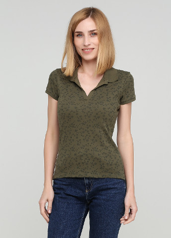 Женская оливковая (хаки) футболка поло C&A однотонная