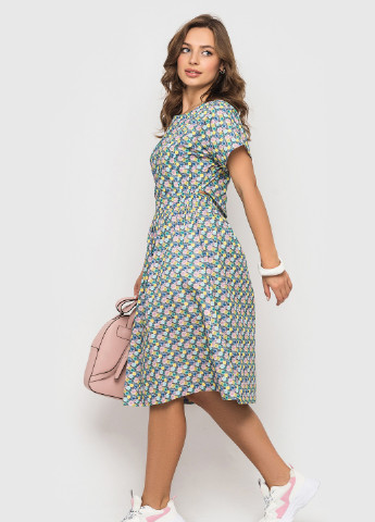 Серое кэжуал платье с юбкой-солнце, клеш BeART в горошек