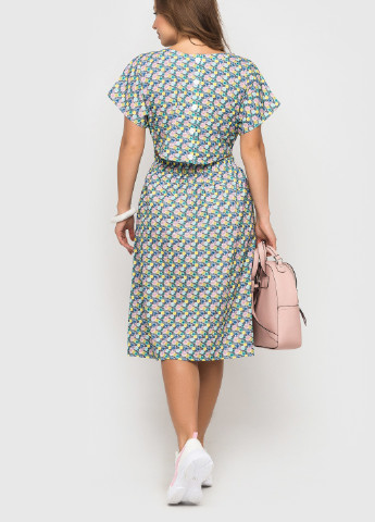 Серое кэжуал платье с юбкой-солнце, клеш BeART в горошек