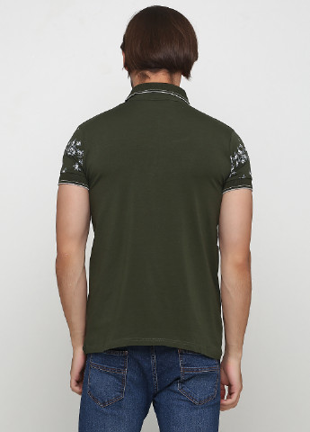 Оливковая (хаки) футболка-поло для мужчин Golf с цветочным принтом