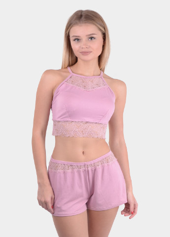 Светло-розовая всесезон пижама (топ, шорты) майка + шорты NEL