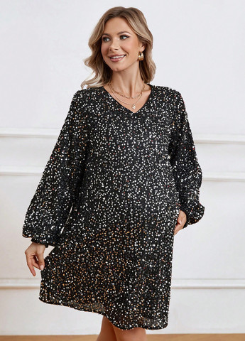 Черное коктейльное платье для беременных а-силуэт SHEIN американский флаг