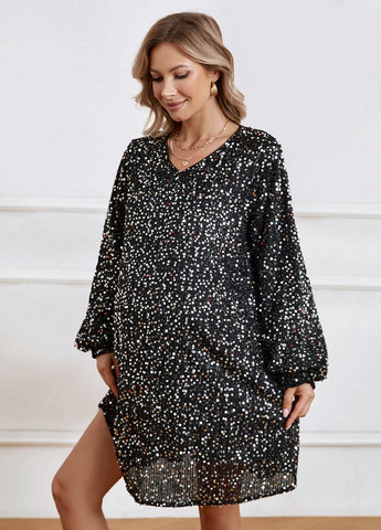 Черное коктейльное платье для беременных а-силуэт SHEIN американский флаг