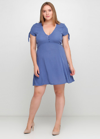 Синее кэжуал платье в стиле ампир H&M однотонное