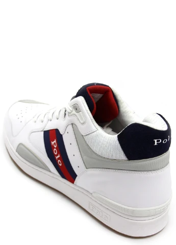 Белые демисезонные мужские кроссовки ralph lauren court mid pro Polo