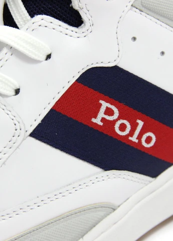 Белые демисезонные мужские кроссовки ralph lauren court mid pro Polo