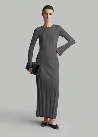 Темно-серое кэжуал платье платье-свитер SHEIN однотонное