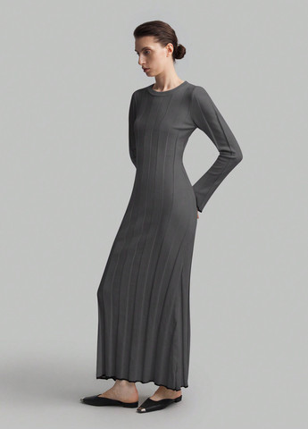 Темно-серое кэжуал платье платье-свитер SHEIN однотонное