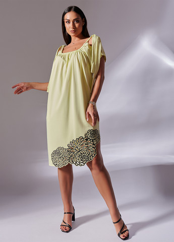 Желтое кэжуал платье а-силуэт LibeAmore однотонное