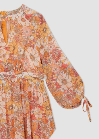 Комбинированное кэжуал платье DeFacto с цветочным принтом