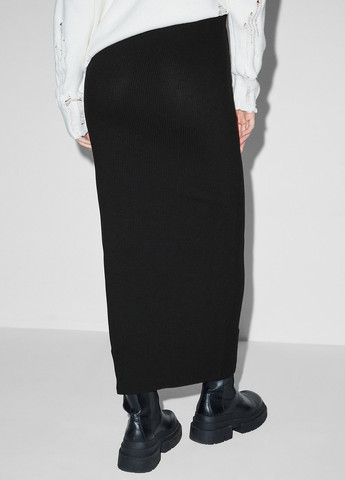 Черная кэжуал однотонная юбка C&A карандаш