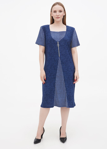 Синя кежуал сукня а-силует BABOCHKA XL Collection в горошок