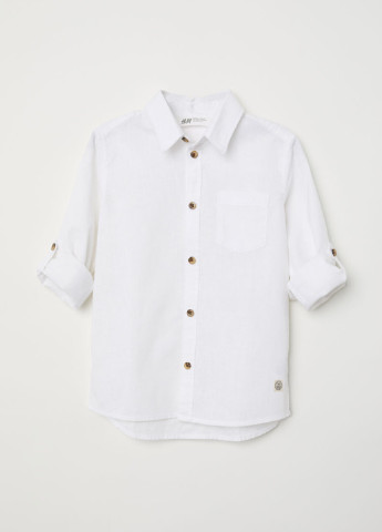 Белая классическая рубашка H&M с коротким рукавом