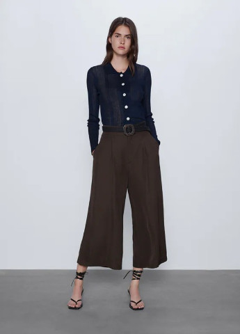 Темно-коричневые кэжуал летние брюки Zara