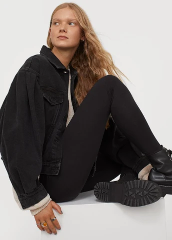 Черные демисезонные леггинсы H&M