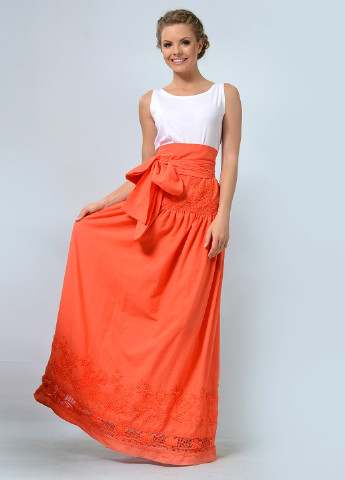 Оранжевая кэжуал однотонная юбка Lila Kass а-силуэта (трапеция)